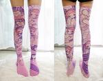CAT KO Women's Kawaii Thigh High Socks Cute Anime Over the Knee High Stocking (Anime girl)