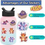 50pcs Cool Dragon Stickers for Kids,Cute Cartoon Dragon Waterproof Vinyl Sticker for Laptop Water Bottle Phone Case Skateboard Refrigerator Hydro Flasks,Mysterious Creatures Fans Favorite