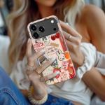 MERRO for iPhone 17 Pro Max Case - Wireless Charging Compatible - Dual-Layer Hard Shell & Silicone Cover - Protective Phone Case with Cute Wildflower Designs for Women - Whimsical Collage