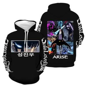 ISaikoy Anime Solo Leveling Hoodie Sweatshirt Jacket Sweater Pullover Hooded Costume