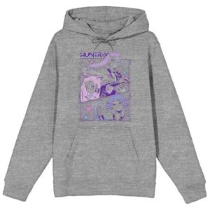 Kpop Demon Hunters Panel Art Huntrx Men's Heather Gray Long Sleeve Hoodie -Xl