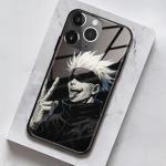 Akatxezy Anime Glass Phone Case for iPhone 12 Pro, Manga Pattern Soft Glossy Shell, Unique Design Silicone Cover