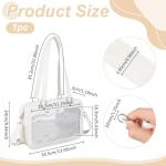 FINGERINSPIRE 9.4x13.5inch Ita Bag Crossbody with Large 6.4x11.3inch Clear Window White Pin Display Bag for Anime Convention Events Anime Shoulder Pins Storage PU Leather Display Bags