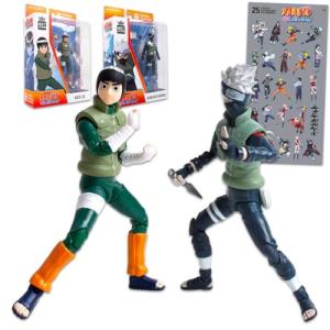 Naruto Shippuden Action Figures for Kids - Anime Bundle with Kakashi Hatake and Rock Lee Figurines Plus Stickers | Naruto 5" Toy Collectibles