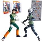 Naruto Shippuden Action Figures for Kids - Anime Bundle with Kakashi Hatake and Rock Lee Figurines Plus Stickers | Naruto 5" Toy Collectibles