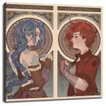 DEKBOND Arcane Anime Canvas Prints - Jinx&Vi Poster, Aesthetic Wall Art for Home, Office, Living Room Decorations - Framed 16"x16"