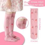 SaFeHoM 4 Pairs Knee High Socks for Girls & Women, Cute Cartoon Thicken Over Knee Stockings Cotton Long Socks Anime Compression Stocks 15" (Pink)