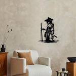 Xedatric Japanese Wall Art,Anime Wall Art,Samurai Decor,Matte Black Female Warrior with Katana Metal Sculpture | Anime-Style Home Decor