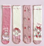 SaFeHoM 4 Pairs Knee High Socks for Girls & Women, Cute Cartoon Thicken Over Knee Stockings Cotton Long Socks Anime Compression Stocks 15" (Pink)