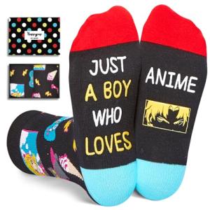 HAPPYPOP Anime Gifts for Boys - Anime Lovers Fans Socks, Japanese Themed Merch, Kids Socks 7-9 Year Old