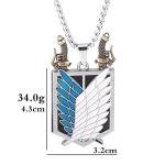 AOT 3PCS Set - Survey Corps Badge Necklace, Keychain & Brooch - Anime Gift for Fans and Collectors