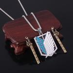 AOT 3PCS Set - Survey Corps Badge Necklace, Keychain & Brooch - Anime Gift for Fans and Collectors