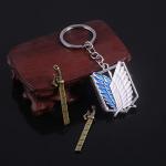 AOT 3PCS Set - Survey Corps Badge Necklace, Keychain & Brooch - Anime Gift for Fans and Collectors