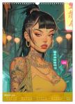 Manga-Comics. Cyberpunk Anime. Science Fiction Girls, US-Version (Wall Calendar 2026 DIN A3 Portrait), CALVENDO 12 Month Wall Calendar
