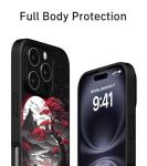 FEWGEY for iPhone 16 Pro Max Case Anime Compatible with Magsafe, Silicone Black Cute Japanese Anime Design Magnetic Shock Proof Heavy-Duty Protection Phone Case for Men Boys Women Girls
