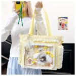 Lace itabag ruffle Shoulder Purse， Pin display bag with Insert Anime badge Display (yellow)
