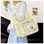 Lace itabag ruffle Shoulder Purse， Pin display bag with Insert Anime badge Display (yellow)