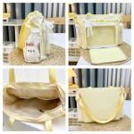 Lace itabag ruffle Shoulder Purse， Pin display bag with Insert Anime badge Display (yellow)