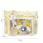 Lace itabag ruffle Shoulder Purse， Pin display bag with Insert Anime badge Display (yellow)