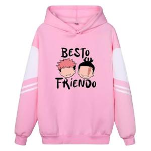 ACEFAST INC Itadori Yuji Sukuna Best Friend Anime Hoodies Unisex Harajuku Graphic Hoodies Jjk Merch Anime Pullover Sweatshirt,Pink Hoodie,Small
