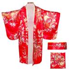 CRFASIBE Japanese Kimono Anime Cosplay Costumes for Kids Girls Robes Hand Held Fan Set Size 6-7(130CM) Red