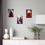 CCWACPP 3 Piece Samurai Wall Art Japan Painting Canvas Print Warrior Figure Pictures Bushido Posters Japanese Culture Theme Artwork Home Room Decor Framed (D, (11"x14"x3))