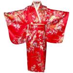 CRFASIBE Japanese Kimono Anime Cosplay Costumes for Kids Girls Robes Hand Held Fan Set Size 6-7(130CM) Red