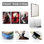 CCWACPP 3 Piece Samurai Wall Art Japan Painting Canvas Print Warrior Figure Pictures Bushido Posters Japanese Culture Theme Artwork Home Room Decor Framed (D, (11"x14"x3))