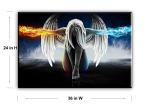 Fire and Ice Water Angel Wall Art for Living Room, SZ Abstract Anime Oil Painting Canvas Prints Decor of Beautiful Wing Girl Picture (Bracket Mounted Ready to Hang, 1" Thick Frame, Waterproof, Large)