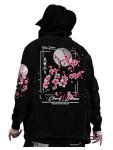 GORGLITTER Men's Graphic Hoodies Japanese Hoodie Top Oversized Long Sleeve Anime Pullovers Sweatshirts Black Floral Large