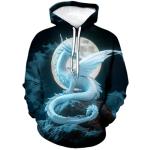 QTAGTESS Men's Chinese Dragon Hoodie Fantasy Anime Graphic Sweatshirts,White,3XL