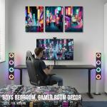 Anime Posters Japanese Wall Art Framed 3 Pieces Tokyo Neon Streets Night Japan City Wall Decor Poster for Living Room Bedroom Bathroom Japanese Room Decor Stretched Ready to Hang