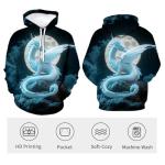 QTAGTESS Men's Chinese Dragon Hoodie Fantasy Anime Graphic Sweatshirts,White,3XL