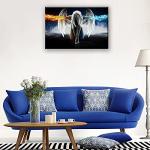Fire and Ice Water Angel Wall Art for Living Room, SZ Abstract Anime Oil Painting Canvas Prints Decor of Beautiful Wing Girl Picture (Bracket Mounted Ready to Hang, 1" Thick Frame, Waterproof, Large)