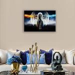 Fire and Ice Water Angel Wall Art for Living Room, SZ Abstract Anime Oil Painting Canvas Prints Decor of Beautiful Wing Girl Picture (Bracket Mounted Ready to Hang, 1" Thick Frame, Waterproof, Large)