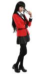 Cosplay.fm Women's Anime Cosplay Costume School Uniform Houndstooth Skirt with ID Card (S, Red)