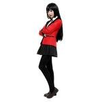 Cosplay.fm Women's Anime Cosplay Costume School Uniform Houndstooth Skirt with ID Card (S, Red)