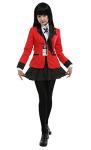 Cosplay.fm Women's Anime Cosplay Costume School Uniform Houndstooth Skirt with ID Card (S, Red)