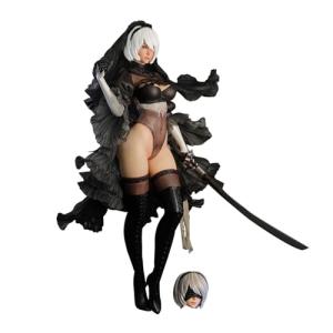 MABAIUDE 2B Figure 2B Statue - 32cm Big Size 2Byorha Figure Model Wedding Dress Style, Heads Replaceable, 1/6 Scale Anime Figurine Desktop Decoration Collectible