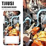 TJIUSI Anime Lanyard with Retractable Badge Reel and Cool Yellow ID Badge Holder(with Anime Style Keychain) 4PCS Set Swivel Clip Alligator Clip for Nurses Student Teacher Women Men