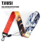 TJIUSI Anime Lanyard with Retractable Badge Reel and Cool Yellow ID Badge Holder(with Anime Style Keychain) 4PCS Set Swivel Clip Alligator Clip for Nurses Student Teacher Women Men