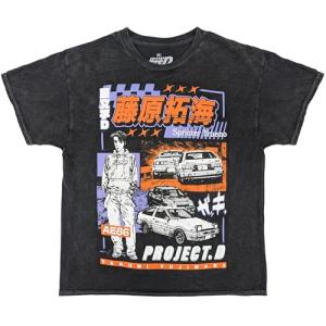 Ripple Junction Initial D Takumi Anime Car Mangazine Cover Men's Graphic T-Shirt Mineral Wash Black X-Large