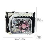 Lace itabag ruffle Shoulder Purse， Pin display bag with Insert Anime badge Display (black)