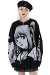 FELLVISHK Anime Girl Oversized Black Sweatshirt