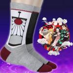 Bioworld Demon Slayer Men's Manga Anime Tanjiro Kamado Hanafuda Earring Design Athletic Crew Socks