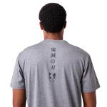 Demon Slayer Tanjiro Earring & Fox Mask Men's Athletic Heather Crew Neck Short Sleeve Performance Tee -XL