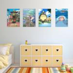 Pounchi Japanese Anime Posters (8 Pcs with Glue Dots) 11.2" x 16.5" Cartoon HD Printing Poster Unframed Version for Room Bedroom Club Wall Art Decor for Teens