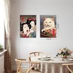 Funny Anime Posters Japanese Decor Set of 2 - Woman Yelling at Cat Canvas Wall Art, Vintage Anime Cat Wall Decor for Living Room, Corridor, Kitchen Home Decor - 16x24 in Framed