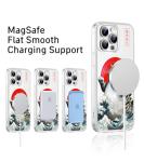 FEWGEY Clear Phone Case for iPhone 15 Pro Compatible with Magsafe, Funny Godzilla Cat Japanese Anime Catzilla Wave Design Shock Proof Heavy-Duty Protection for Men Women Boys Girls