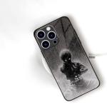HosJiaJian Japanese Anime Case for iPhone 17, Slim Glossy Tempered Glass Cover, Aesthetic Manga Art Protective Shell